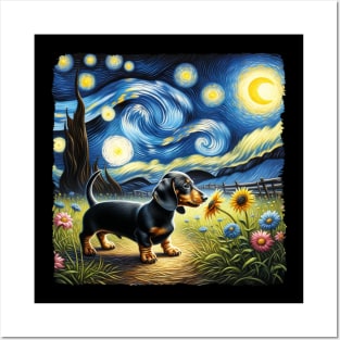 Starry Dachshund Portrait - Dog Portrait Posters and Art